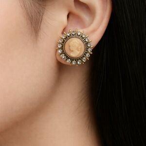 Vintage-Inspired Gold and Cream Cameo Earrings